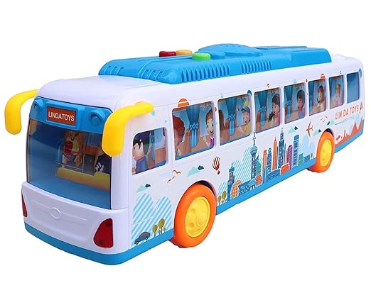 Rk Toys Public School Musical Toy City Bus Toys for Kids Friction Public Bus Activity Toy Vehicle with Music Sounds and Lights - Multicolor