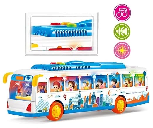 Rk Toys Public School Musical Toy City Bus Toys for Kids Friction Public Bus Activity Toy Vehicle with Music Sounds and Lights - Multicolor