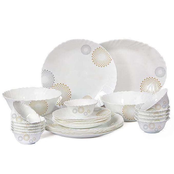 Cello Imperial Crazy Dots OpalWare Dinner Set of 27 Pcs Multicolor