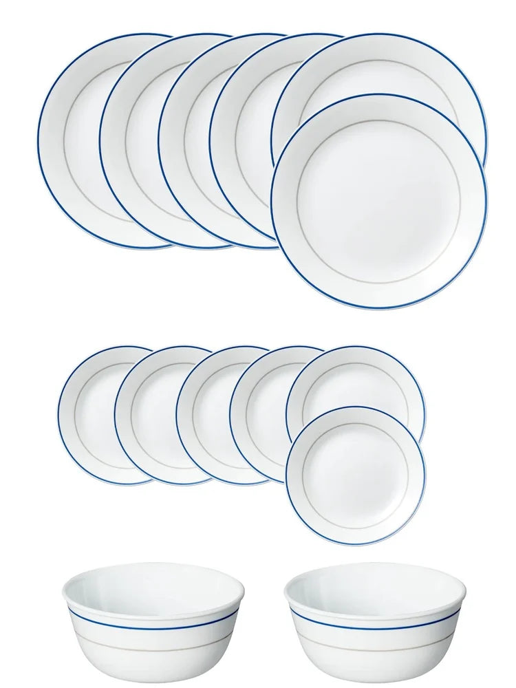 Corelle 21 Pcs Dinner Set - Double Ring  Blue & Grey