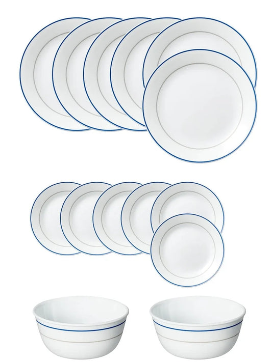 Corelle 21 Pcs Dinner Set - Double Ring  Blue & Grey