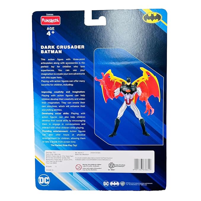 Funskool-Dark Crusander Batman,Classic Action Figures with Articulation,6 inches,Collectible,for 4 Year Old Kids and Above,Toy
