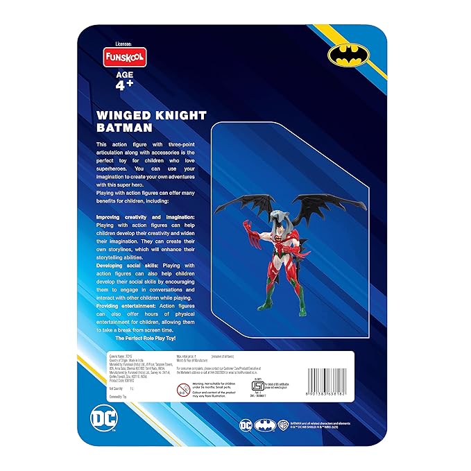 Funskool-Winged Knight Batman,Classic Action Figures with Articulation,6 inches,Collectible,for 4 Year Old Kids and Above,Toy