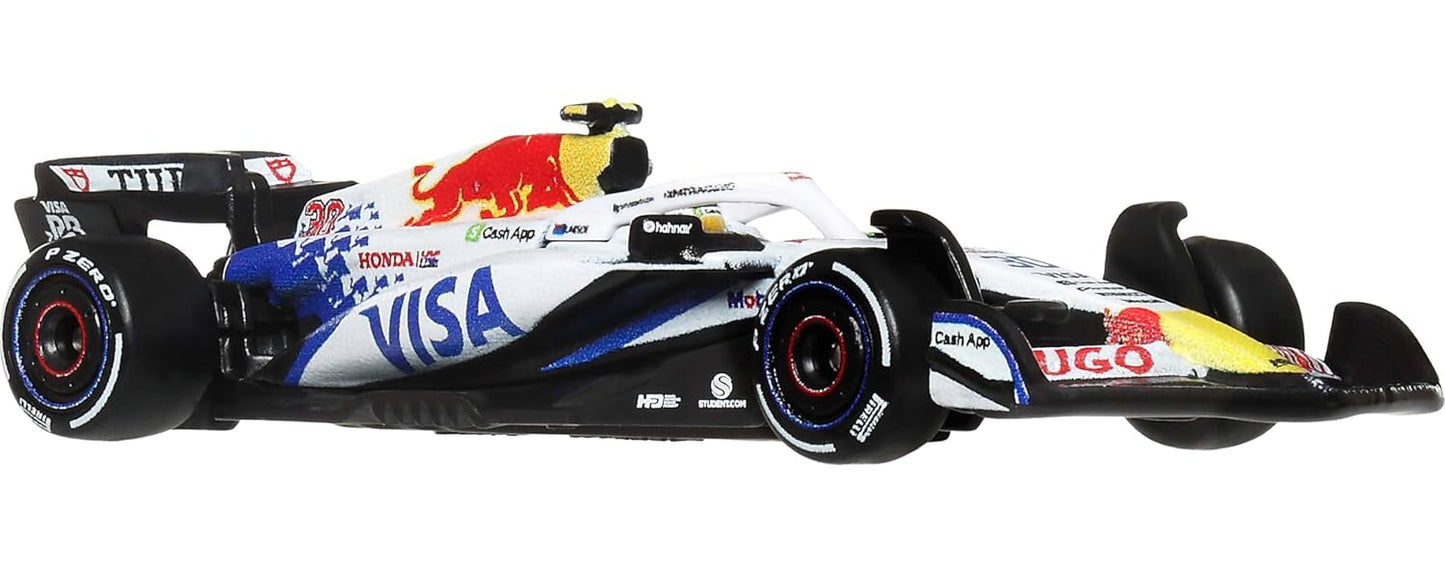 Hot Wheels 1:64 Scale Premium Race Team VCARB - Driver 1 (Racing Bulls) Die-Cast Formula 1® Collectible Toy Race Car with Real Riders Tires & Metal/Metal Body & Chassis
