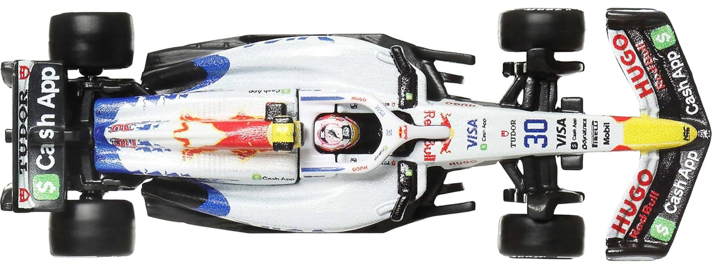 Hot Wheels 1:64 Scale Premium Race Team VCARB - Driver 1 (Racing Bulls) Die-Cast Formula 1® Collectible Toy Race Car with Real Riders Tires & Metal/Metal Body & Chassis