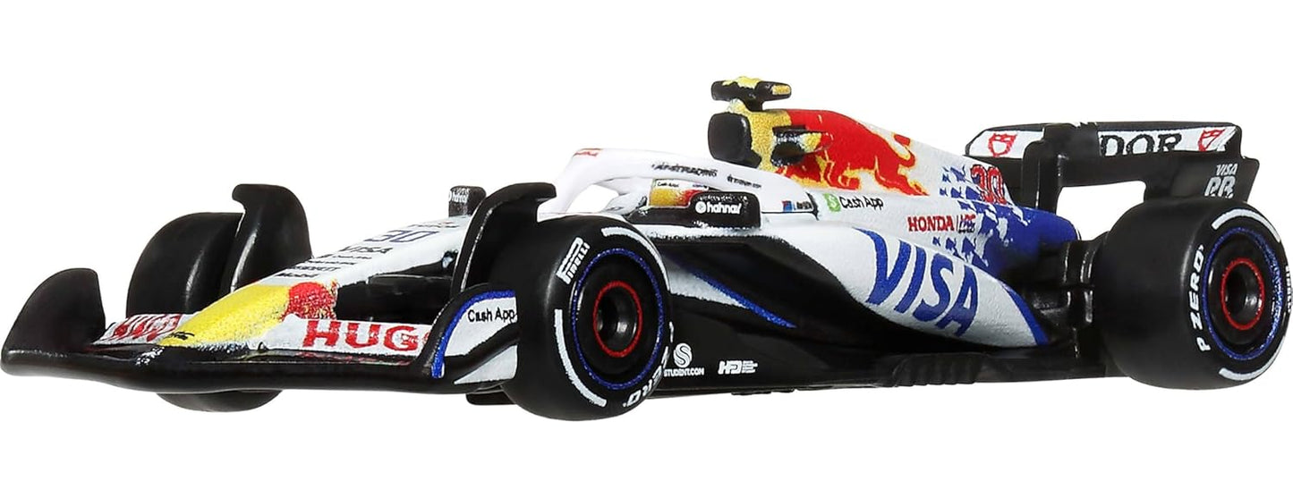 Hot Wheels 1:64 Scale Premium Race Team VCARB - Driver 1 (Racing Bulls) Die-Cast Formula 1® Collectible Toy Race Car with Real Riders Tires & Metal/Metal Body & Chassis