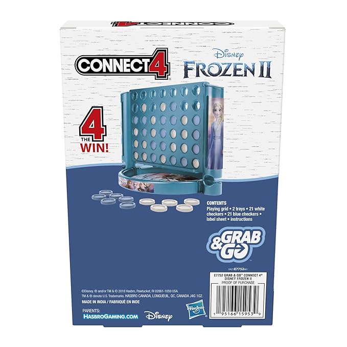 Hasbro Gaming Grab and Go Connect 4: Disney Frozen 2 Edition Game for Ages 6 and Up Portable 2 Player Game