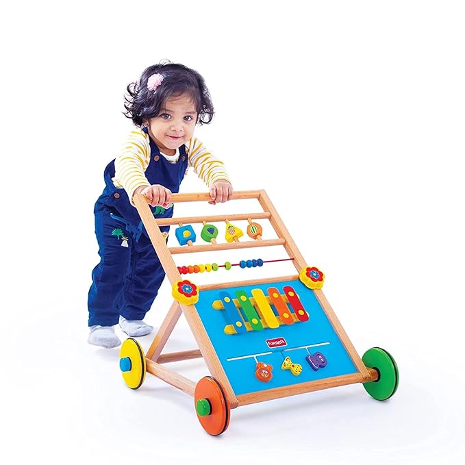 Giggles Funskool Activity Walker for Baby, Learning Toy for Kids with Xylophone, Animal Maze, Counting Beads & Shape Spinner, Build Motor Skill & Encourage Walking, Gift for Infants, Ages 9+ Months