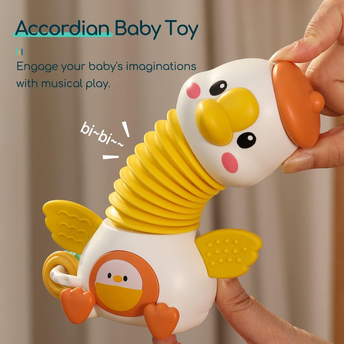 Goosey Giggles Baby Rattle Toy with Suction Cup - Musical Spinner Sensory Toy for High Chair & Table, Montessori Learning Toy for Babies 6-18 Months, Infant Activity Toy Best Gift for Kids