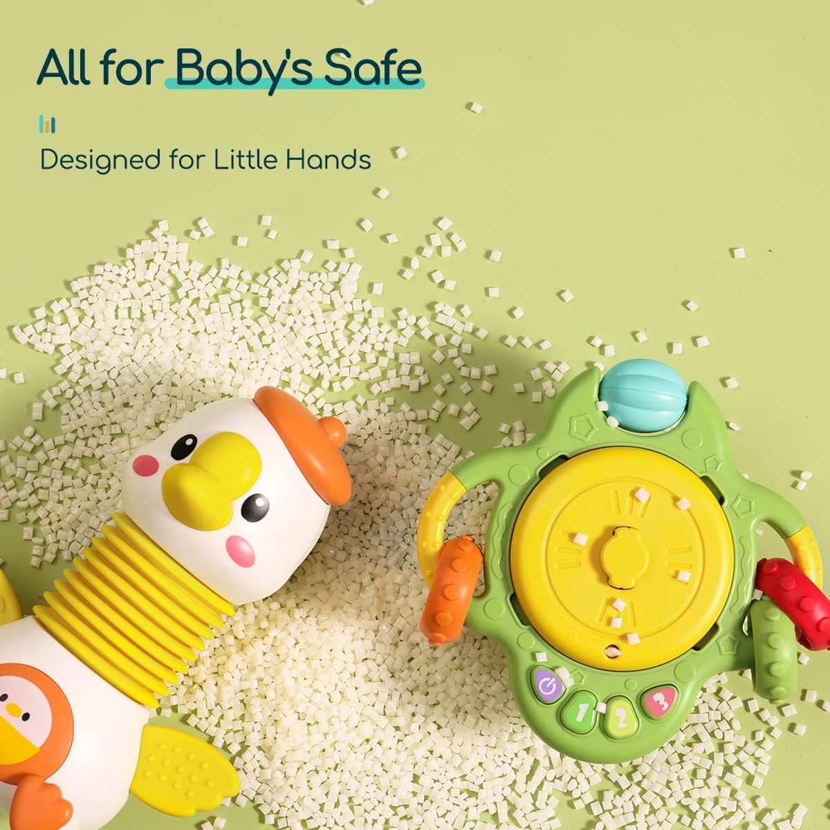 Goosey Giggles Baby Rattle Toy with Suction Cup - Musical Spinner Sensory Toy for High Chair & Table, Montessori Learning Toy for Babies 6-18 Months, Infant Activity Toy Best Gift for Kids