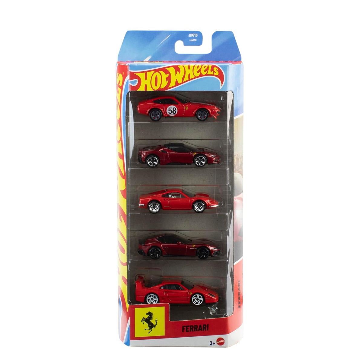 Hot Wheels Toy Ferrari Cars, Die-Cast 5-Pack in 1:64 Scale, Officially Licensed Set of 5 Ferrari Collectible Vehicles
