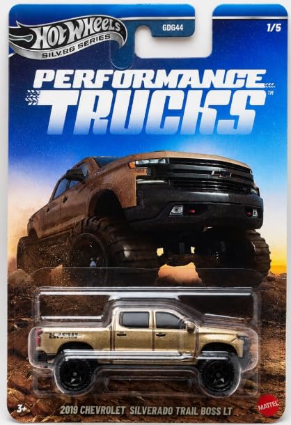 Hot Wheels Toy Car or Van, 1:64 Scale 2019 Chevrolet Silverado Trail BOSS LT Die-Cast Surf’s Up Vehicle with Enhanced Deco Execution & Authentic Details