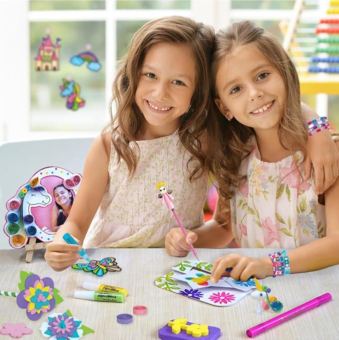 Imagimake Fabulous Craft Kit 5-in-1 Arts & Crafts Set for Kids Glass Painting, Paper Quilling, Stamp Art & More Fun DIY Gift for Girls Ages 5-9