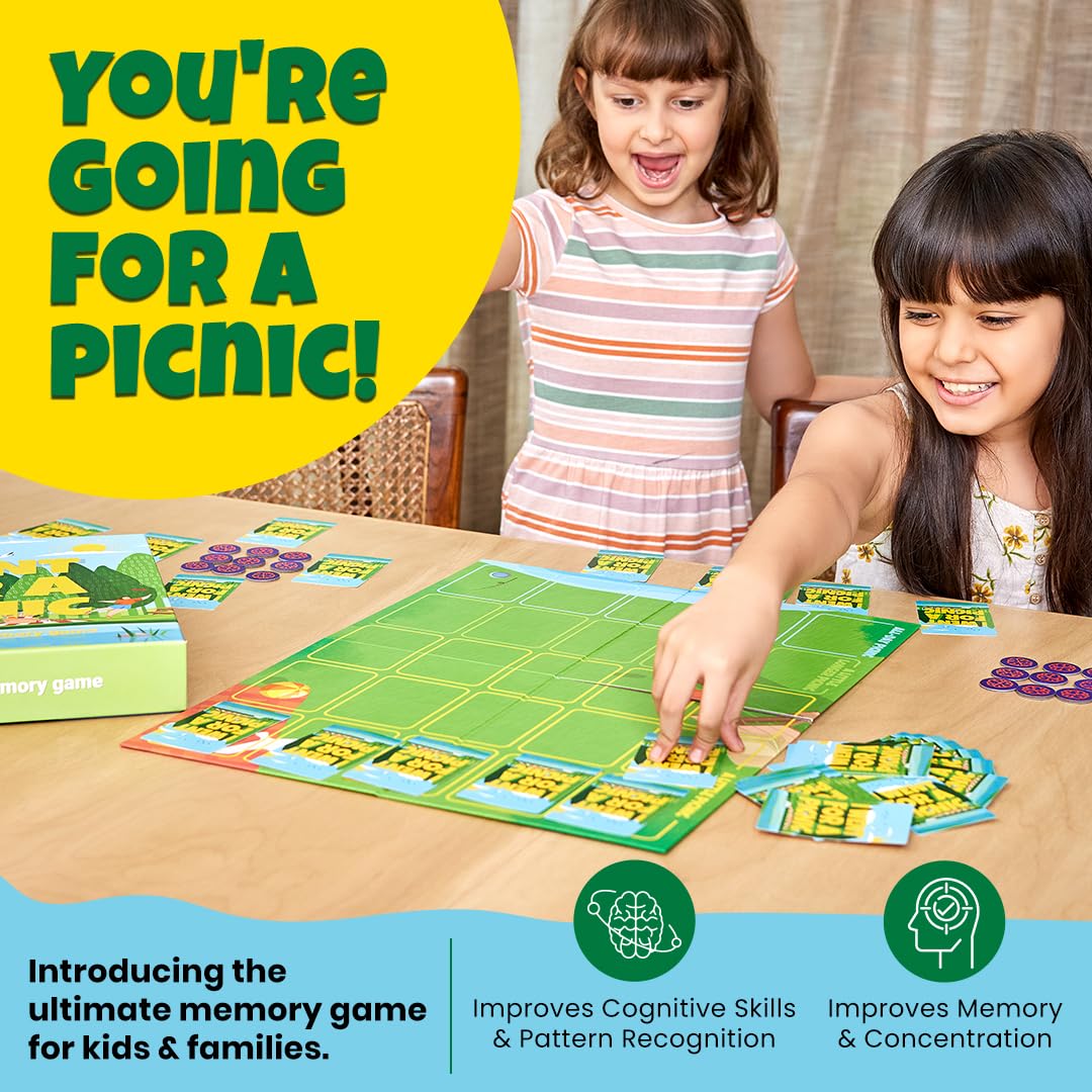 Board Game - I Went for a Picnic, Fun Memory Game for Kids Ages 6 and Up, Cognitive & Concentration Building, Gifts for Boys & Girls, 2-4 Players