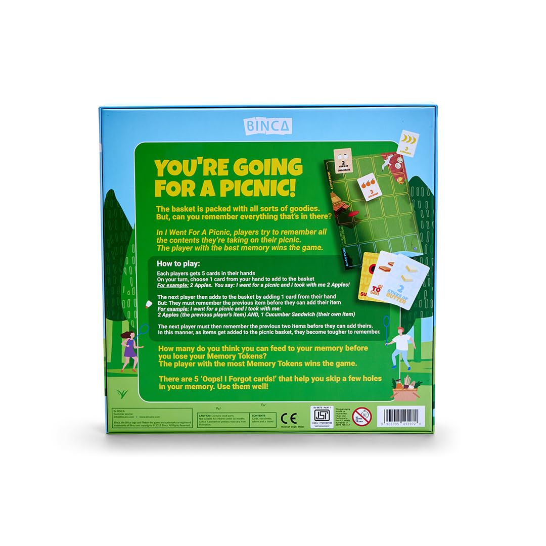 Board Game - I Went for a Picnic, Fun Memory Game for Kids Ages 6 and Up, Cognitive & Concentration Building, Gifts for Boys & Girls, 2-4 Players