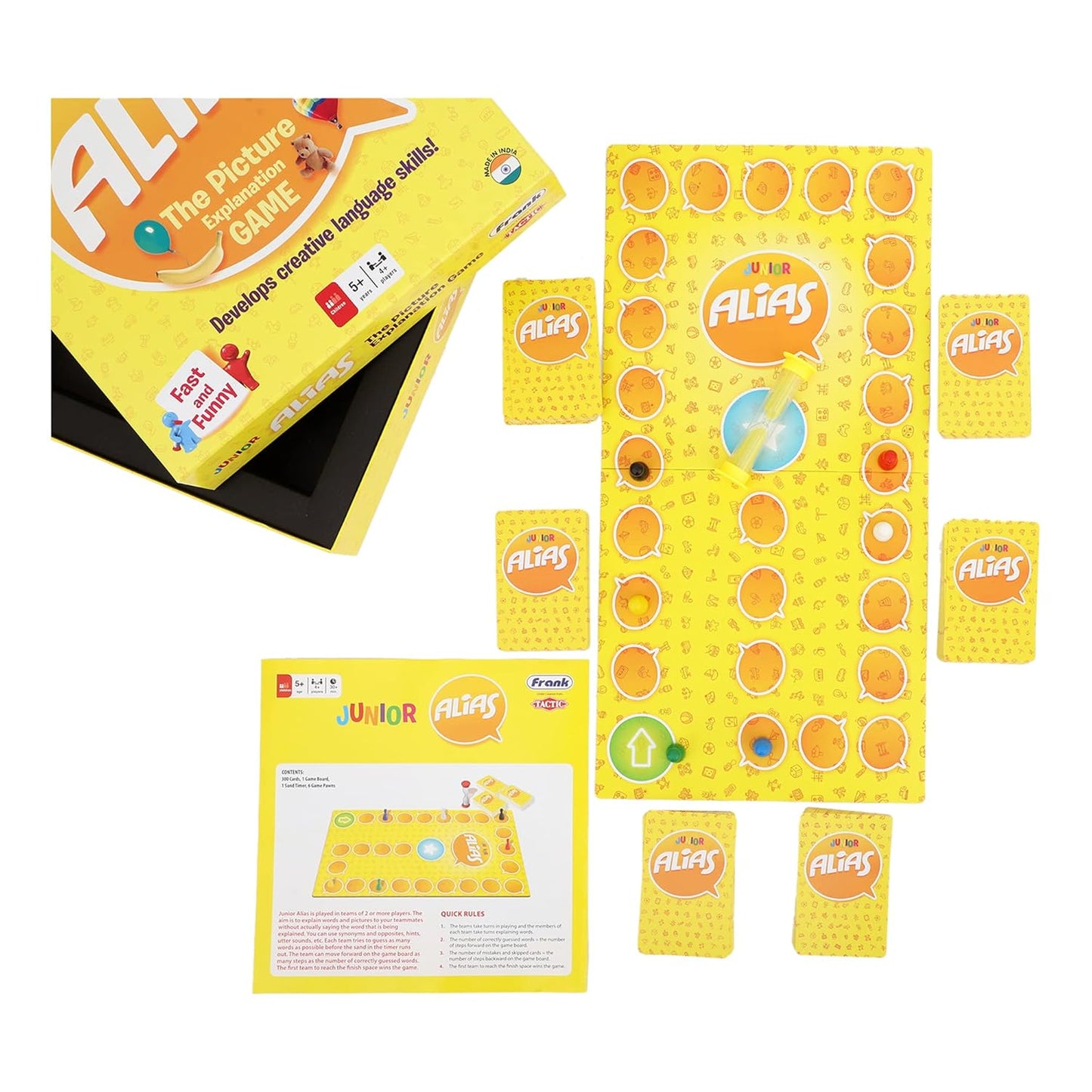 Frank Junior Alias Classic Board Games for Kids Above 5 Years | Brain Booster Educational Fun Toys, 300 Word Guessing Card Game | English Word Game for Language Development, Gifts for Girls & Boys