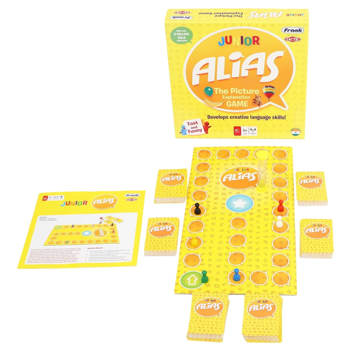 Frank Junior Alias Classic Board Games for Kids Above 5 Years | Brain Booster Educational Fun Toys, 300 Word Guessing Card Game | English Word Game for Language Development, Gifts for Girls & Boys