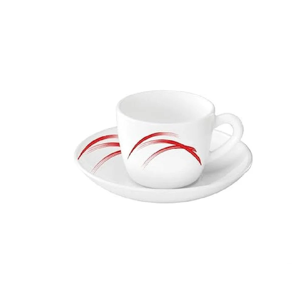 Larah by Borosil Red Stella Snack Set w Cups n Saucer 18 pcs