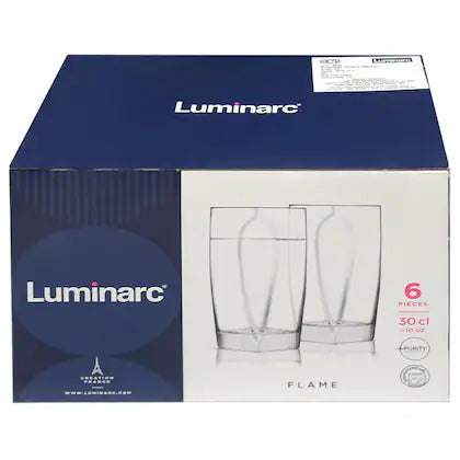 LUMINARC Flame Transparent Glass Tumbler - 300ml - Set of 6