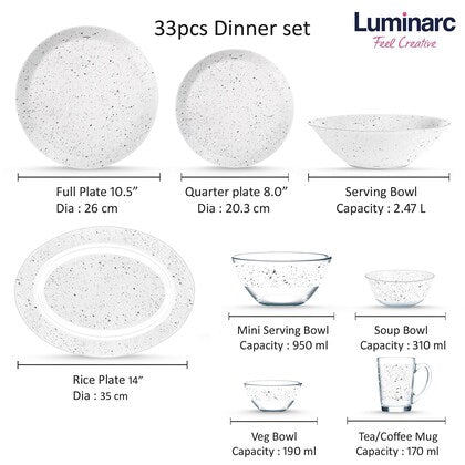 Luminarc Ingmar White Simply 33Pc Dinner Set- New