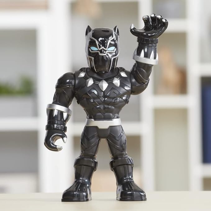 Super Hero Adventures Playskool Heroes Marvel Mega Mighties Black Panther Collectible 10" Action Figure, Toys for Kids Ages 3 & Up
