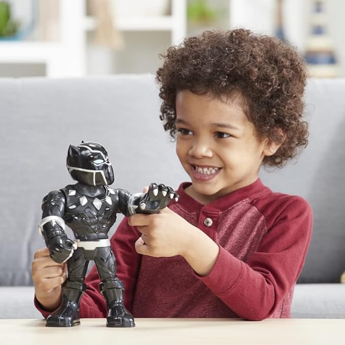 Super Hero Adventures Playskool Heroes Marvel Mega Mighties Black Panther Collectible 10" Action Figure, Toys for Kids Ages 3 & Up