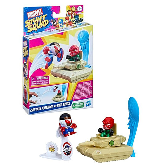 Marvel Stunt Squad Captain America vs. Red Skull Playset, 1.5-Inch Super Hero Action Figures, Toys for Kids Ages 4 and Up