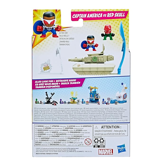Marvel Stunt Squad Captain America vs. Red Skull Playset, 1.5-Inch Super Hero Action Figures, Toys for Kids Ages 4 and Up