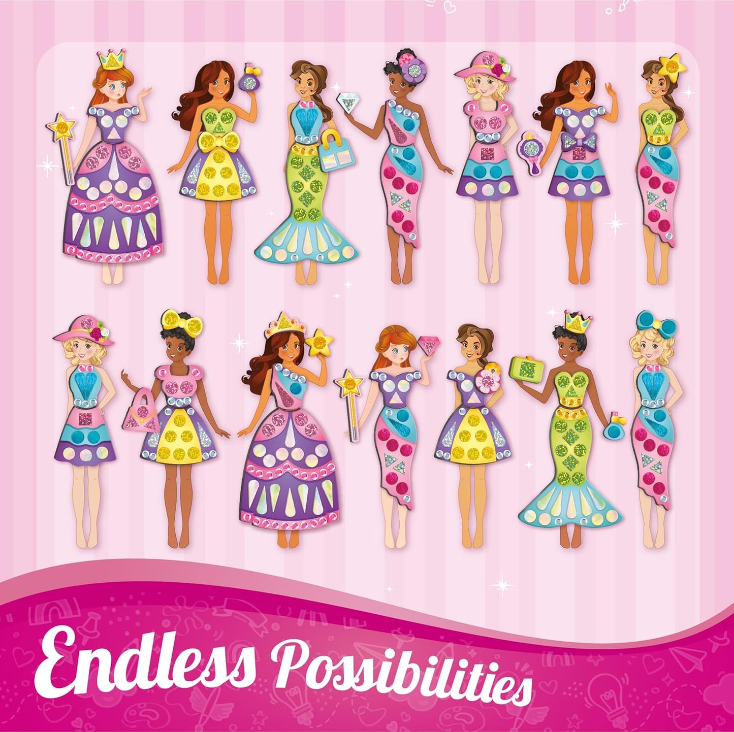 Imagimake DIY Magnetic Dress-Up Princess |Pretend Play Toys for Girls | 30 Magnetic Dresses & Accessories | Interchange & Create Unlimited Outfits | Birthday Gift for Girls Ages 3,4,5,6,7,Multicolour