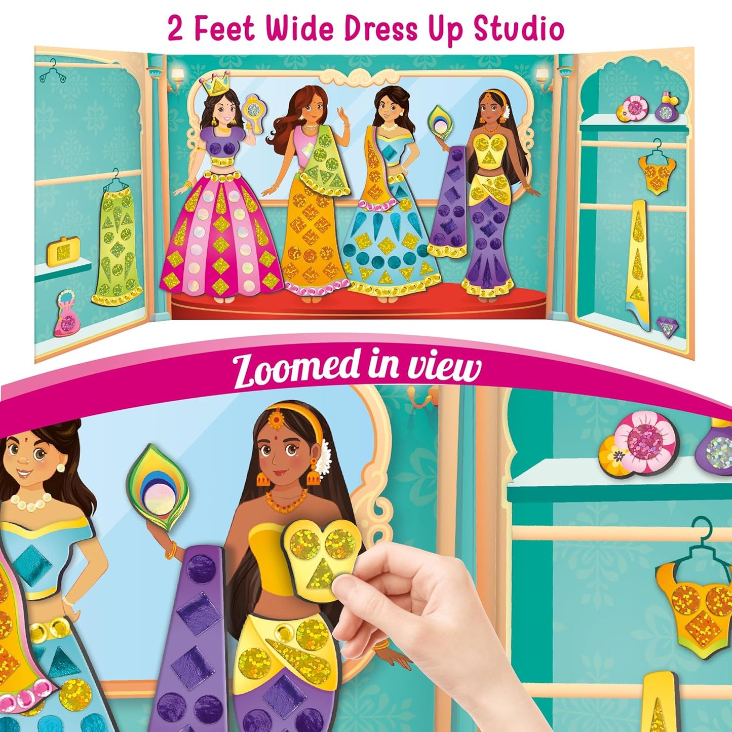 Imagimake DIY Magnetic Dress-Up Indian Princess |Pretend Play Toys for Girls|30 Magnetic Dresses & Accessories|Interchange & Create Unlimited Outfits|Birthday Gift for Girls Ages 3,4,5,6,7,Multicolour