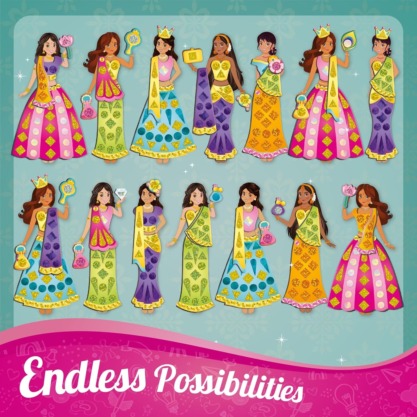 Imagimake DIY Magnetic Dress-Up Indian Princess |Pretend Play Toys for Girls|30 Magnetic Dresses & Accessories|Interchange & Create Unlimited Outfits|Birthday Gift for Girls Ages 3,4,5,6,7,Multicolour