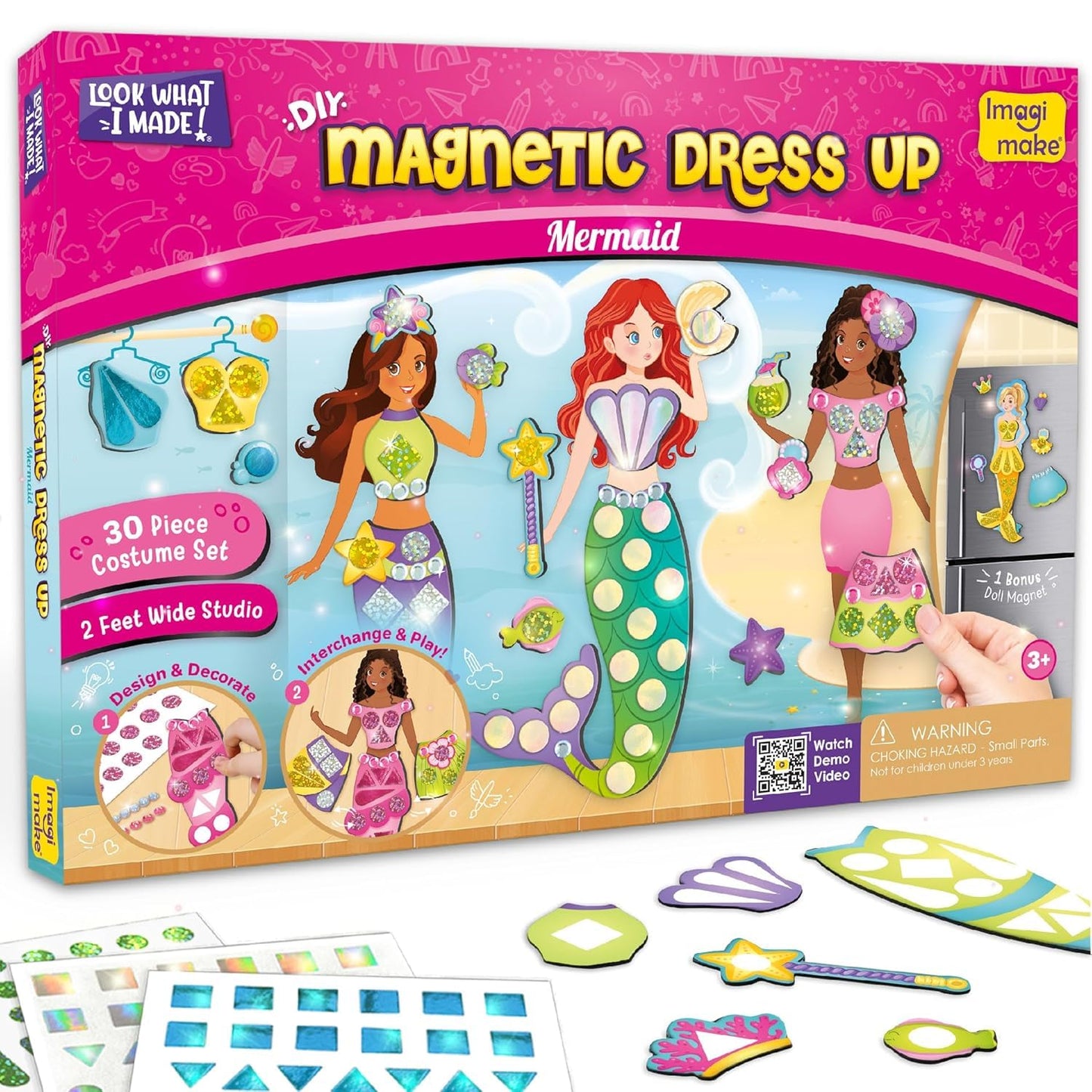 Imagimake DIY Magnetic Dress-Up Mermaid | Pretend Play Toys for Girls | 30 Magnetic Dresses & Accessories | Interchange & Create Unlimited Outfits | Birthday Gift for Girls Ages 3,4,5,6,7,Multicolour