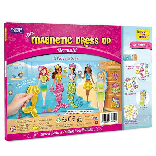 Imagimake DIY Magnetic Dress-Up Mermaid | Pretend Play Toys for Girls | 30 Magnetic Dresses & Accessories | Interchange & Create Unlimited Outfits | Birthday Gift for Girls Ages 3,4,5,6,7,Multicolour