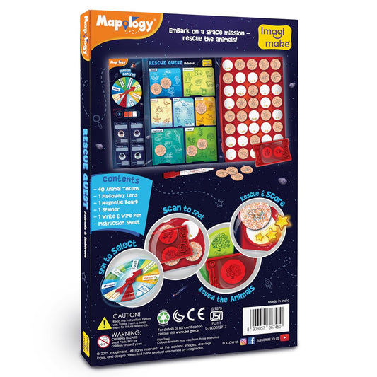Imagimake Rescue Quest–Animals & Habitats | Spin, Discover & Rescue Animals | Educational Toys |Fun Board Games for Friends & Family Night |Travel-Friendly Indoor Game |Gift for Kids Ages 5,6,7,8,9,10