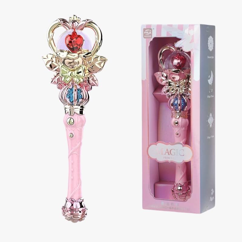 SHAKTISM Princess Magic Wand for Girls – Light Up Fairy Wand with Music & LED Flashing Lights, Magical Princess Dress Up Toy Stick for Kids Role Play, Birthday Gift for Girls Ages 3+