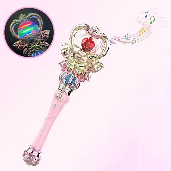 SHAKTISM Princess Magic Wand for Girls – Light Up Fairy Wand with Music & LED Flashing Lights, Magical Princess Dress Up Toy Stick for Kids Role Play, Birthday Gift for Girls Ages 3+