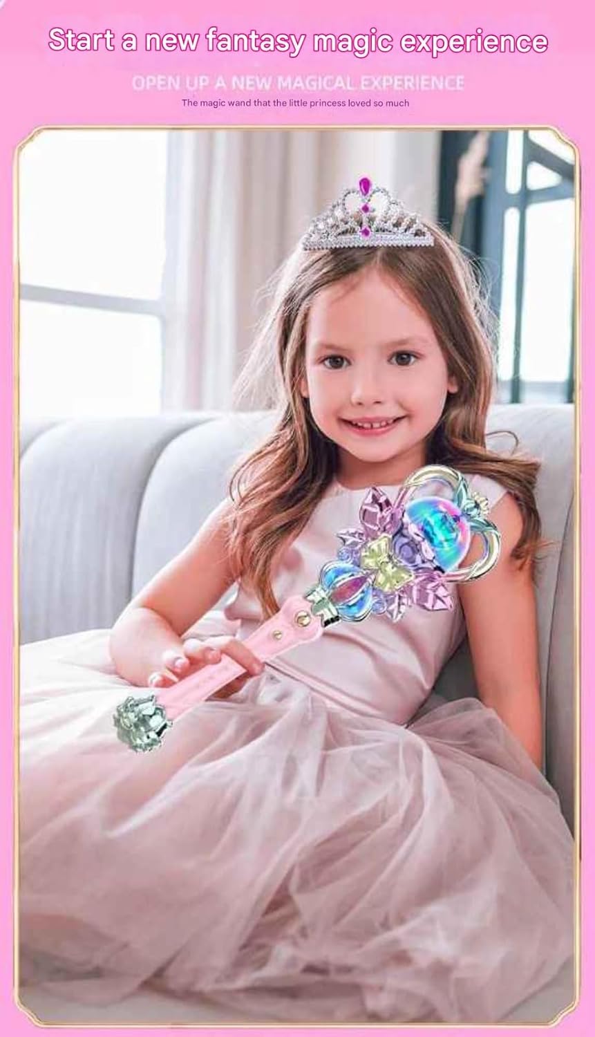 SHAKTISM Princess Magic Wand for Girls – Light Up Fairy Wand with Music & LED Flashing Lights, Magical Princess Dress Up Toy Stick for Kids Role Play, Birthday Gift for Girls Ages 3+