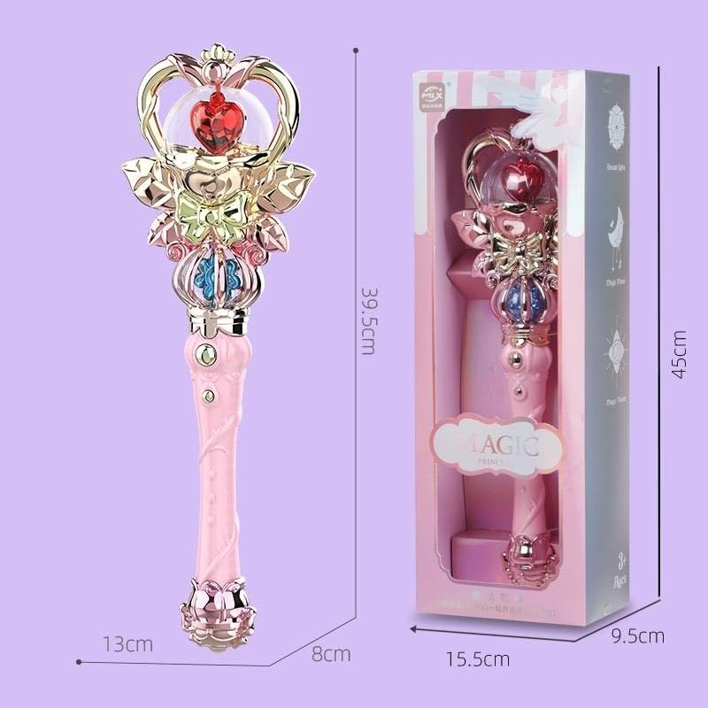 SHAKTISM Princess Magic Wand for Girls – Light Up Fairy Wand with Music & LED Flashing Lights, Magical Princess Dress Up Toy Stick for Kids Role Play, Birthday Gift for Girls Ages 3+