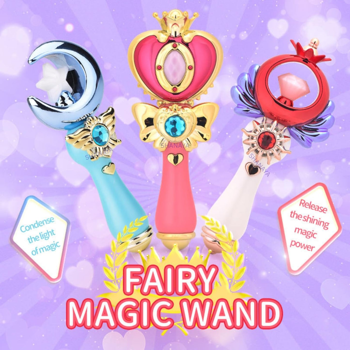 SHANAYA Plastic Electronic Magical Fairy Princess Wand Styling Stick with LED Flashing Lights, Music & Glossy Shine Toy, Multicolour, for 3 Years Old and Up