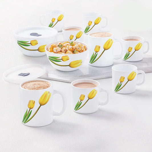 Larah by Borosil Lyana Snack Set with  Mugs
