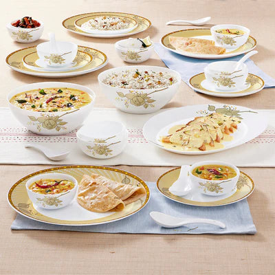 Larah by Borosil Yellow Sapphire 66 pcs  Dinner Set