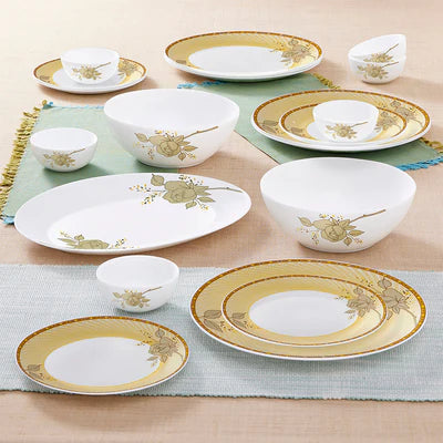 Larah by Borosil Yellow Sapphire 66 pcs  Dinner Set
