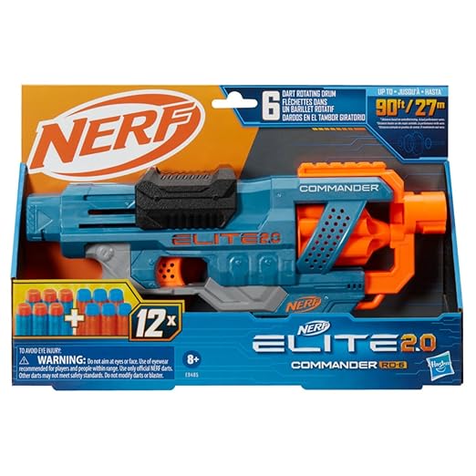 Nerf Elite 2.0 Commander Rd-6 Blaster, 12 Darts, 6-Dart Rotating Drum, Best Toys Gift for Kids, Teens & Adults, Christmas, Xmas, Multicolor, Medium