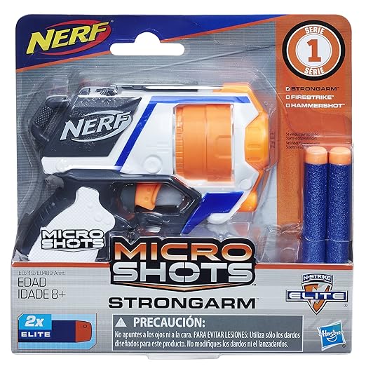 Nerf MicroShots N-Strike Elite Strongarm, Includes blaster and 2 darts, For Kids Ages 8 years Old and Up (Multicolour)