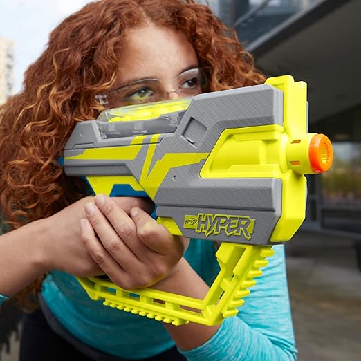 Nerf Hyper Fuel-20 Blaster, 20 Nerf Hyper Rounds, Up to 110 Fps Velocity, Hopper Fed, 20-Round Capacity, Easy Reload, Eyewear Included,Multicolor