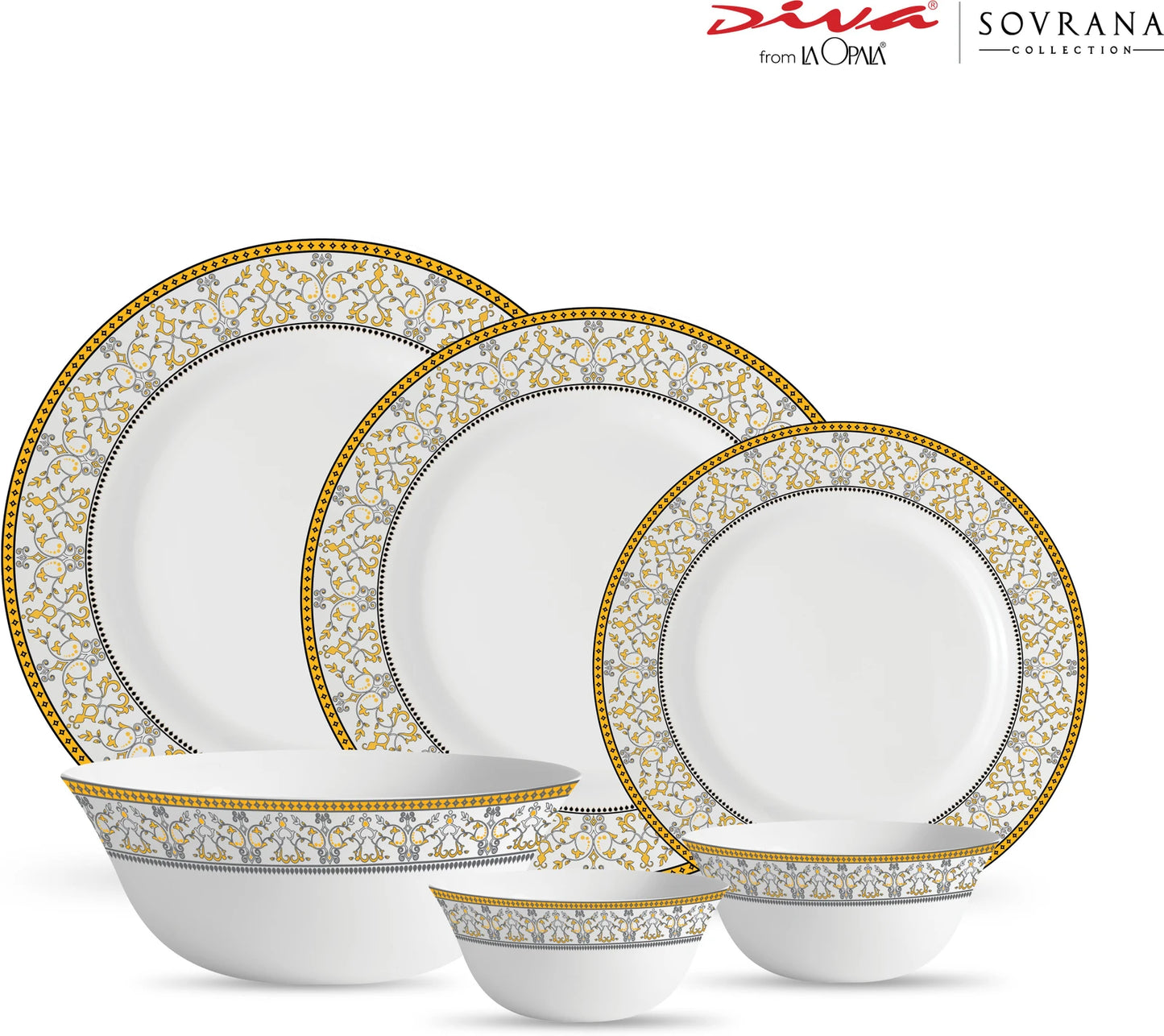 LaOpala Sovrana Moraccan Gold Opalware Dinner Set 33 pcs