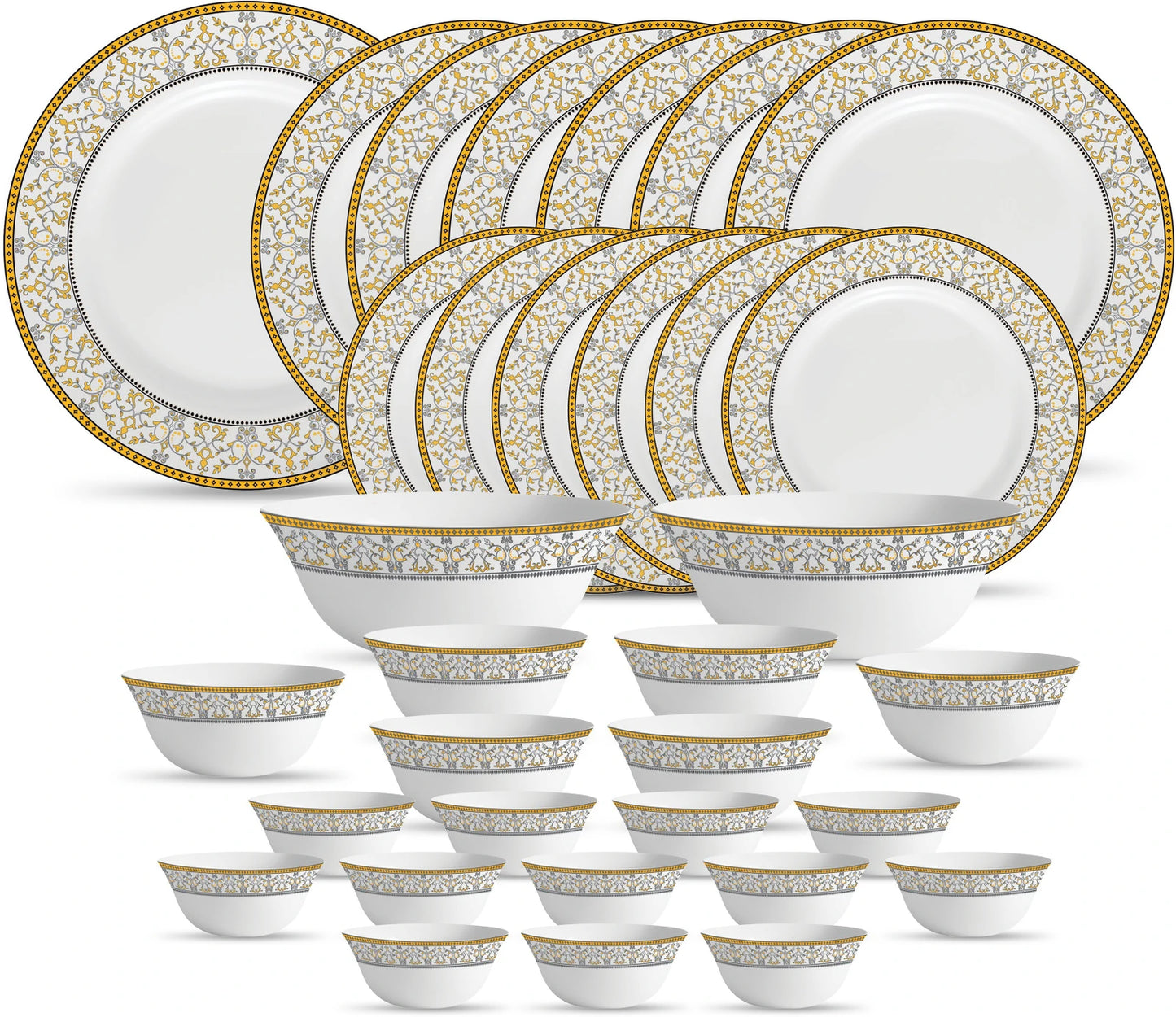 LaOpala Sovrana Moraccan Gold Opalware Dinner Set 33 pcs