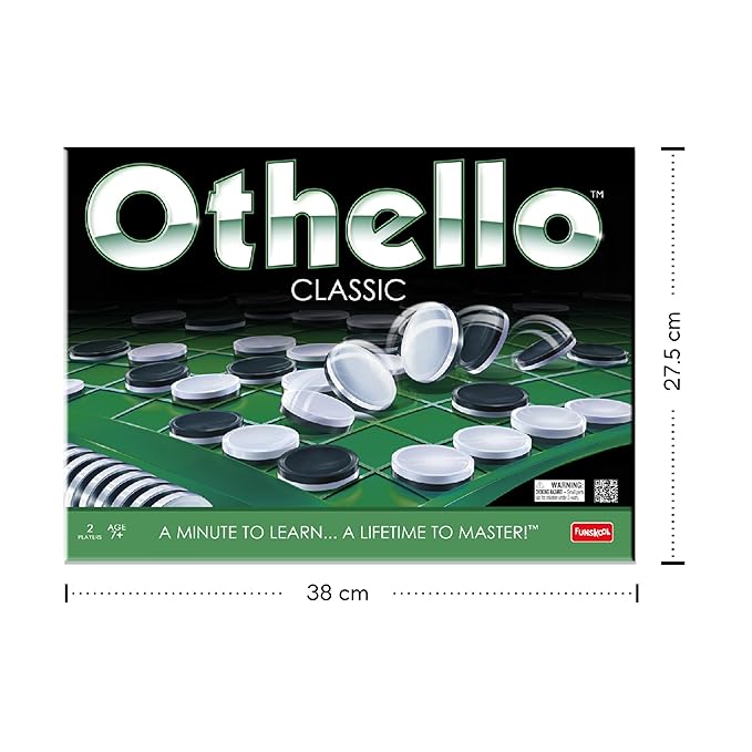 Funskool Othello Classic, Strategy Game, Board Game for Kids, Adults, Families, Educational, Fun, 2 Players, Family Fun, Learning Activity Toy for Childrens, Gift Set for Kid, Ages 7+ Years