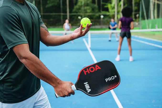 Littla Pickleball Paddle, Indoor Outdoor Paddle with White Grip, Black with Red Trim and Three More Color
