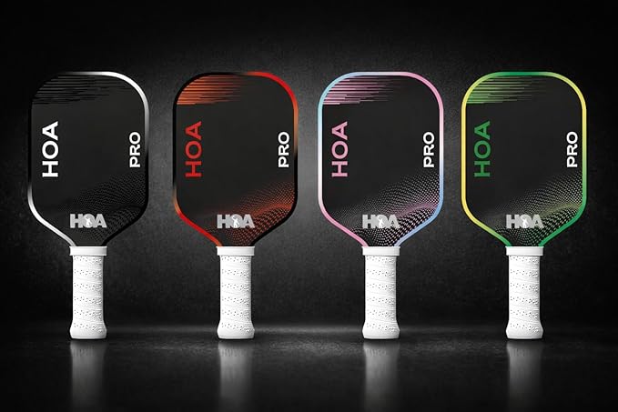 Littla Pickleball Paddle, Indoor Outdoor Paddle with White Grip, Black with Red Trim and Three More Color